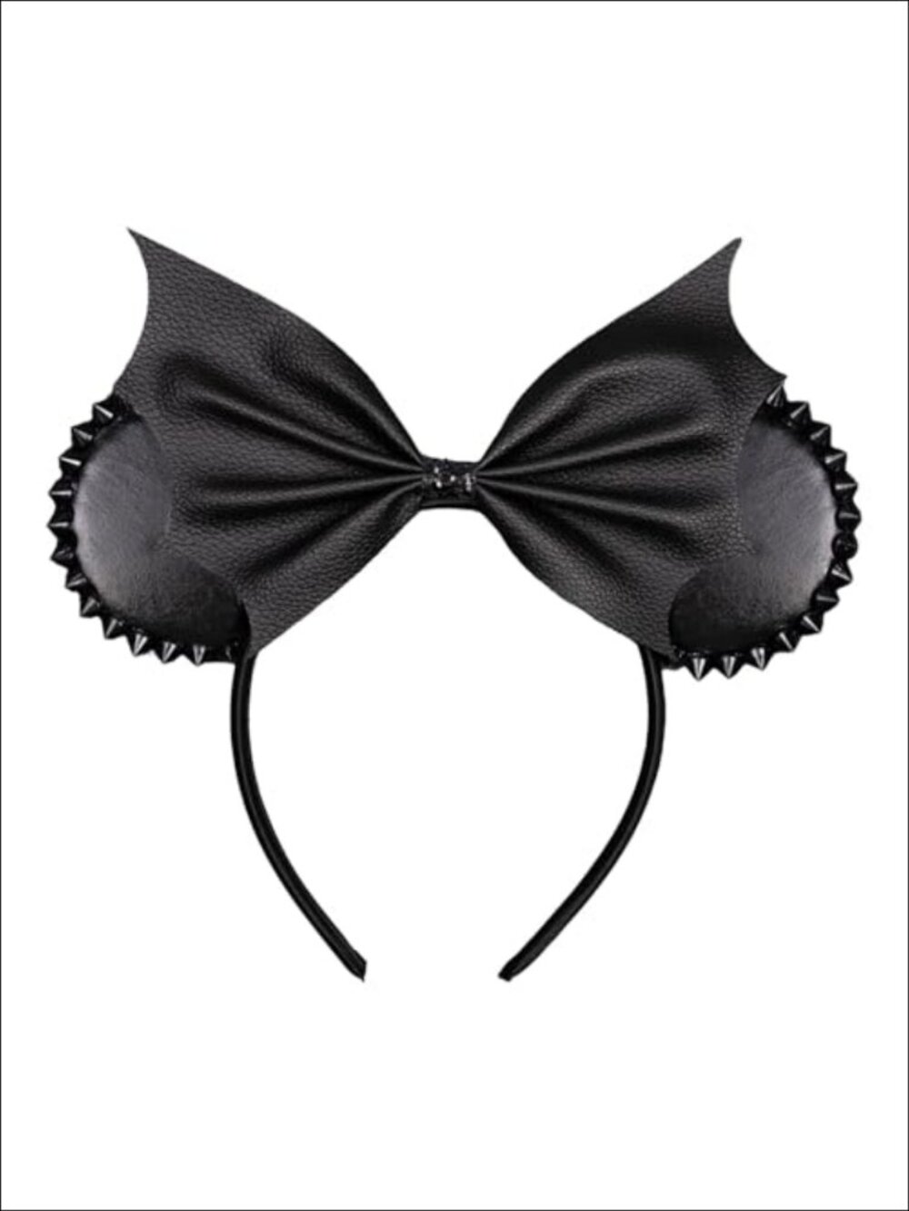 PU Mouse Ear Headband with Rivets and Bat Bow Halloween Masquerade Costume Hair